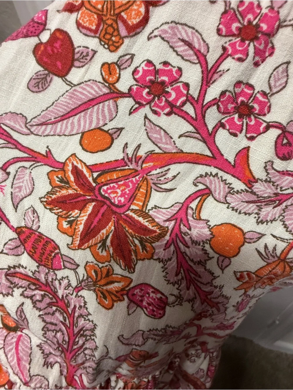 Knox Rose Floral Boho Maxi Dress Size Medium Pink Orange Flutter Sleeve - Picture 7 of 7
